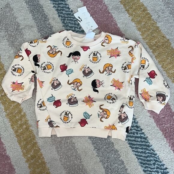 ZARA Kids | Cream | SWEATSHIRT WITH FACES - Picture 4 of 8